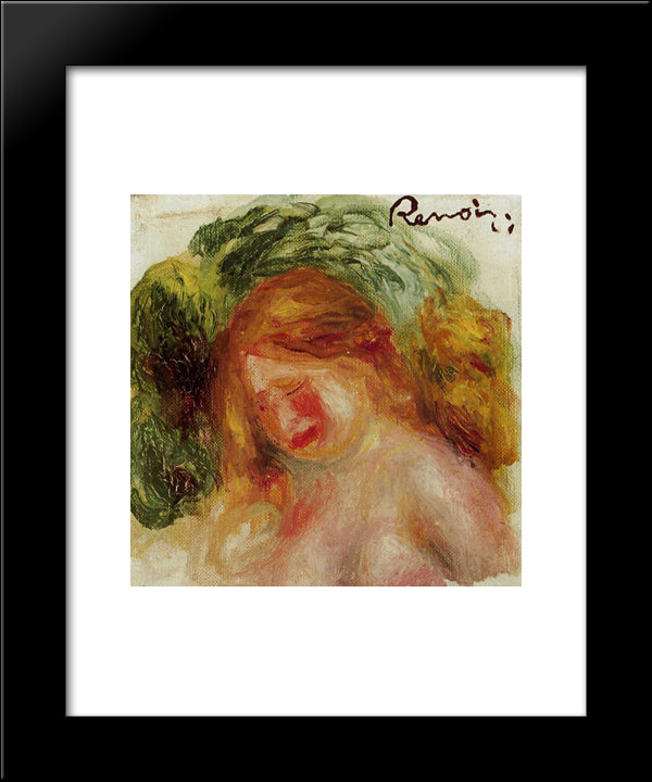 Head Of A Woman 20x24 Black Modern Wood Framed Art Print Poster by Renoir, Pierre Auguste