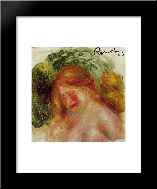 Head Of A Woman 20x24 Black Modern Wood Framed Art Print Poster by Renoir, Pierre Auguste