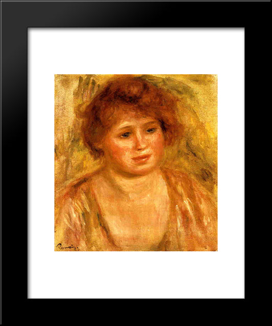 Woman`S Head 20x24 Black Modern Wood Framed Art Print Poster by Renoir, Pierre Auguste