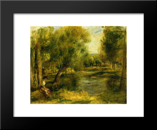 Banks Of The River 20x24 Black Modern Wood Framed Art Print Poster by Renoir, Pierre Auguste