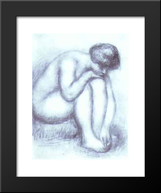 Bather Drying Herself 20x24 Black Modern Wood Framed Art Print Poster by Renoir, Pierre Auguste