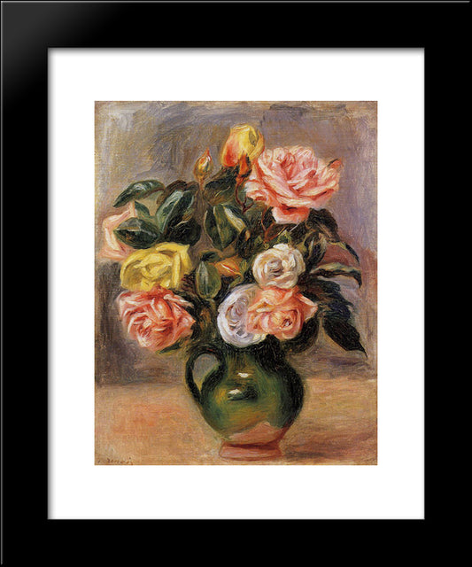 Bouquet Of Roses 20x24 Black Modern Wood Framed Art Print Poster by Renoir, Pierre Auguste
