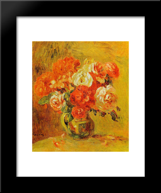 Flowers In A Vase 20x24 Black Modern Wood Framed Art Print Poster by Renoir, Pierre Auguste