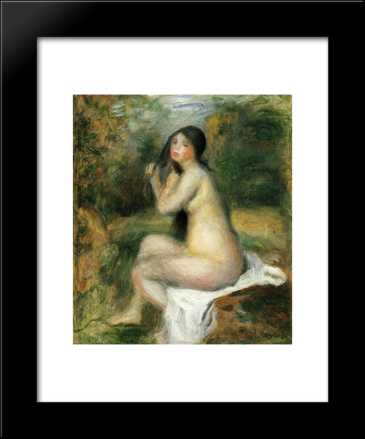 Seated Bather 20x24 Black Modern Wood Framed Art Print Poster by Renoir, Pierre Auguste