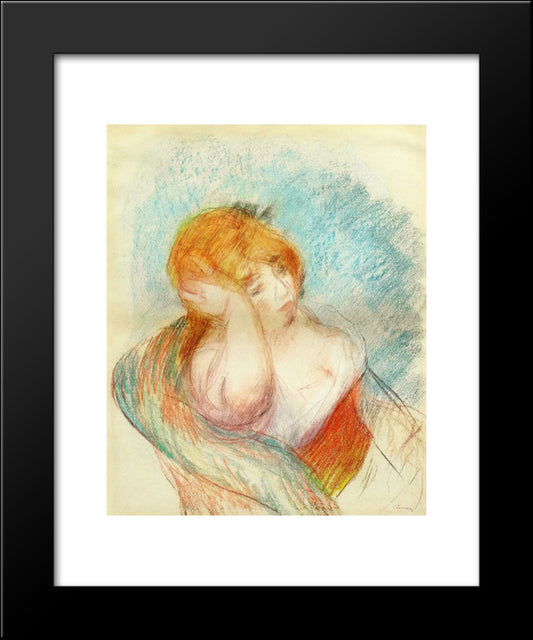 Seated Woman 20x24 Black Modern Wood Framed Art Print Poster by Renoir, Pierre Auguste