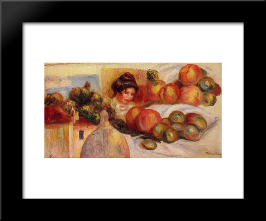 Still Life With Fruit 20x24 Black Modern Wood Framed Art Print Poster by Renoir, Pierre Auguste