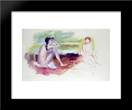 Two Bathers 20x24 Black Modern Wood Framed Art Print Poster by Renoir, Pierre Auguste