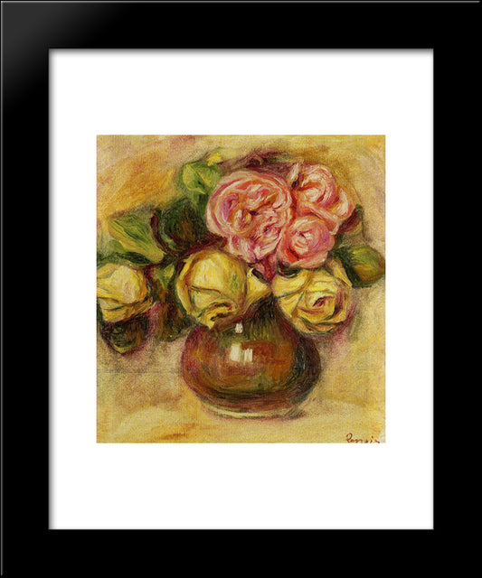 Vase Of Roses 20x24 Black Modern Wood Framed Art Print Poster by Renoir, Pierre Auguste