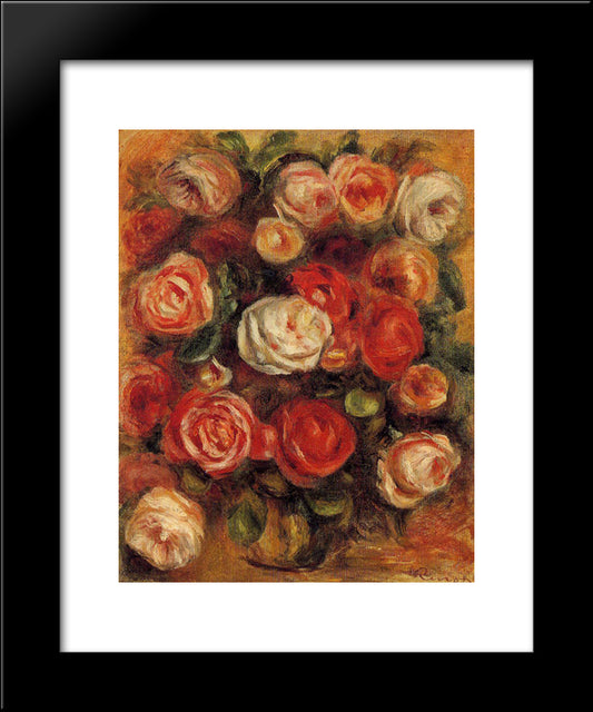 Vase Of Roses 20x24 Black Modern Wood Framed Art Print Poster by Renoir, Pierre Auguste