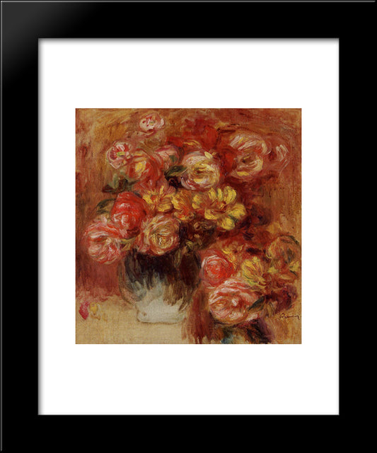 Vase Of Roses 20x24 Black Modern Wood Framed Art Print Poster by Renoir, Pierre Auguste