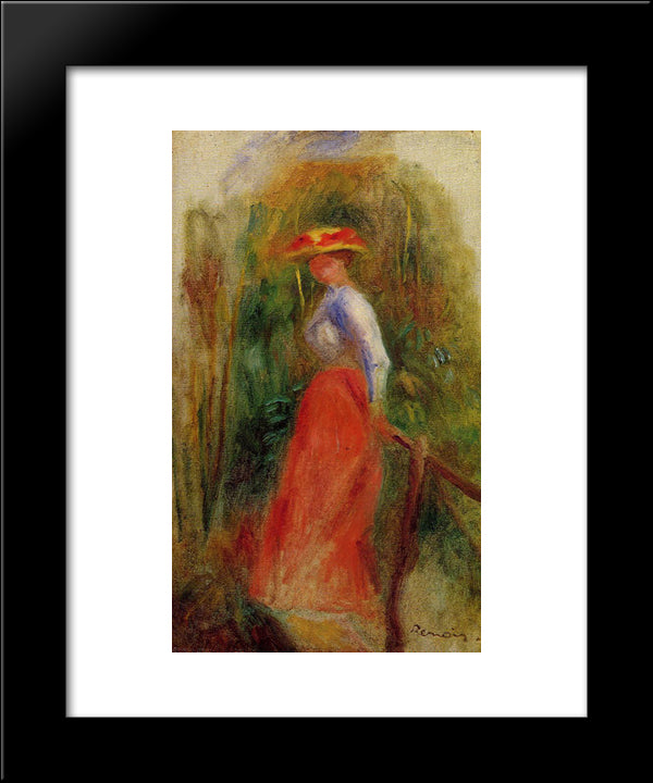 Woman In A Landscape 20x24 Black Modern Wood Framed Art Print Poster by Renoir, Pierre Auguste
