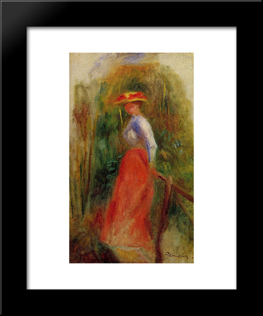 Woman In A Landscape 20x24 Black Modern Wood Framed Art Print Poster by Renoir, Pierre Auguste