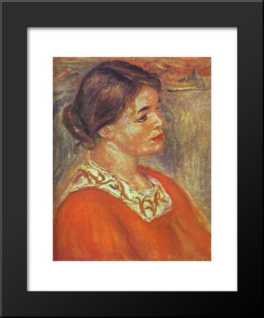 Woman In A Red Blouse 20x24 Black Modern Wood Framed Art Print Poster by Renoir, Pierre Auguste