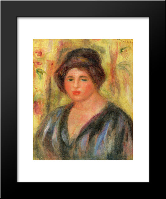 Woman`S Head 20x24 Black Modern Wood Framed Art Print Poster by Renoir, Pierre Auguste
