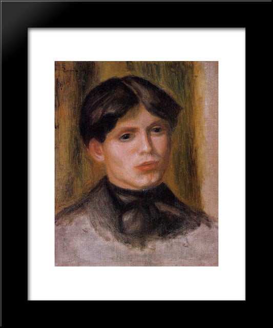 Woman`S Head 20x24 Black Modern Wood Framed Art Print Poster by Renoir, Pierre Auguste