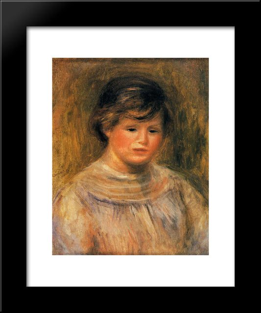 Woman`S Head 20x24 Black Modern Wood Framed Art Print Poster by Renoir, Pierre Auguste