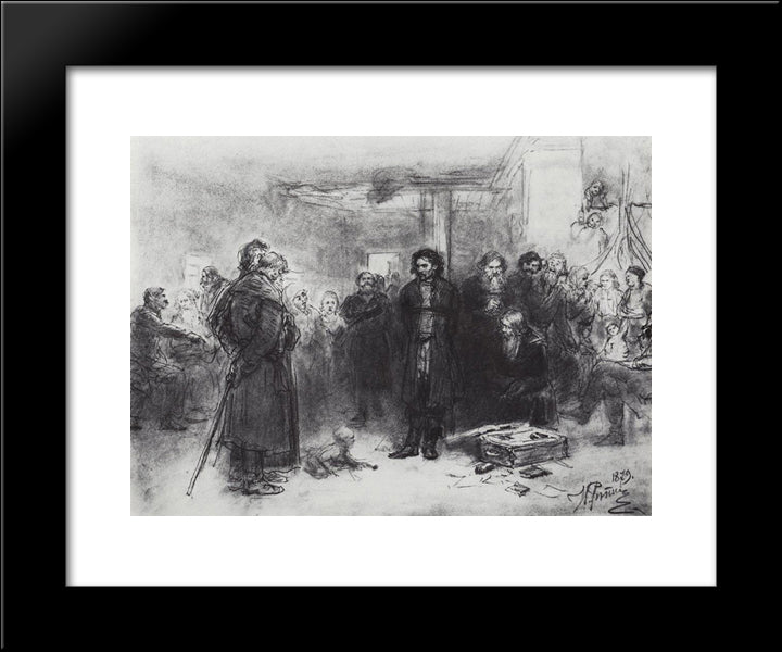 Putting A Propagandist Under Arrest 20x24 Black Modern Wood Framed Art Print Poster by Repin, Ilya