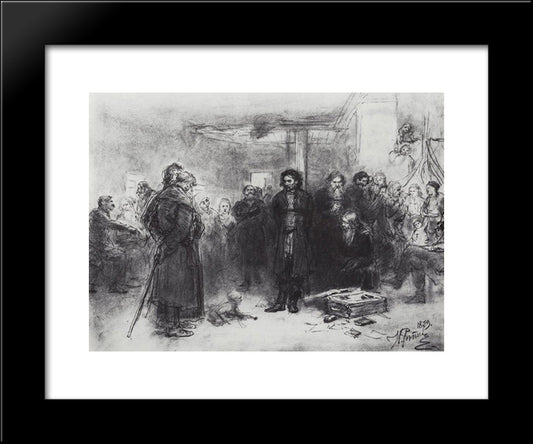 Putting A Propagandist Under Arrest 20x24 Black Modern Wood Framed Art Print Poster by Repin, Ilya