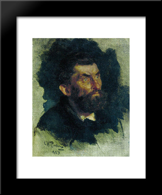 Head Of A Man 20x24 Black Modern Wood Framed Art Print Poster by Repin, Ilya