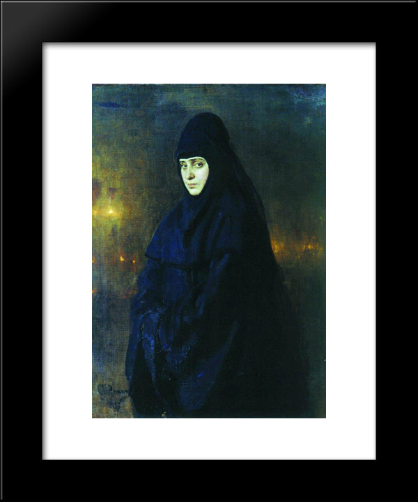 Nun 20x24 Black Modern Wood Framed Art Print Poster by Repin, Ilya