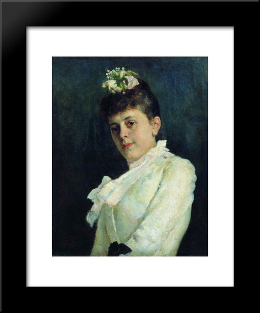 Portrait Of A Woman 20x24 Black Modern Wood Framed Art Print Poster by Repin, Ilya