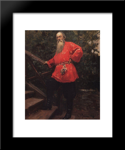 Portrait Of The Art Critic Vladimir Stasov 20x24 Black Modern Wood Framed Art Print Poster by Repin, Ilya