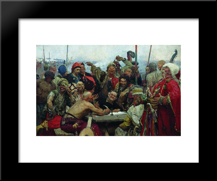 The Reply Of The Zaporozhian Cossacks To Sultan Mahmoud Iv 20x24 Black Modern Wood Framed Art Print Poster by Repin, Ilya