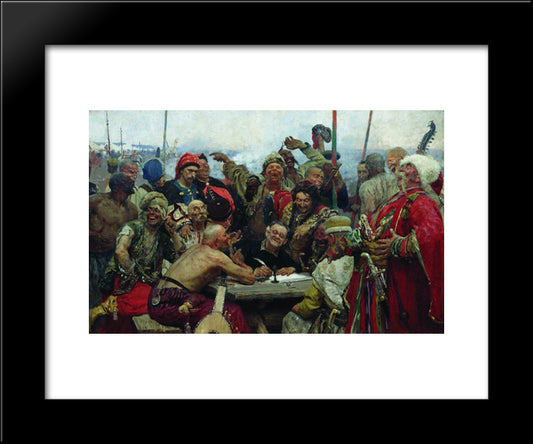 The Reply Of The Zaporozhian Cossacks To Sultan Mahmoud Iv 20x24 Black Modern Wood Framed Art Print Poster by Repin, Ilya