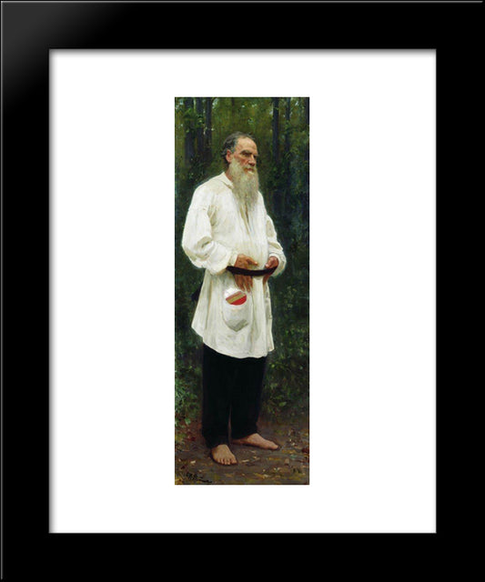 Leo Tolstoy Barefoot 20x24 Black Modern Wood Framed Art Print Poster by Repin, Ilya
