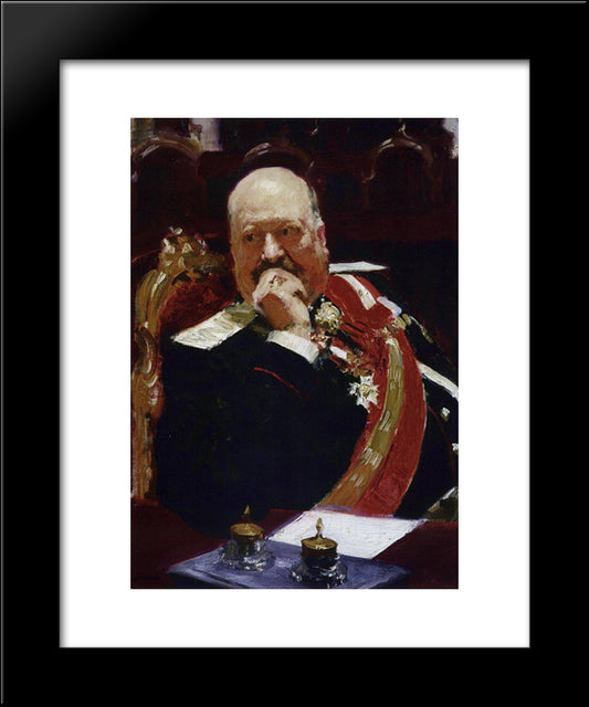 Portrait Of Vice Minister Of The Interior, Cavalry General And Member Of State Council, Count Aleksey Pavlovich Ignatiev (Study) 20x24 Black Modern Wood Framed Art Print Poster by Repin, Ilya