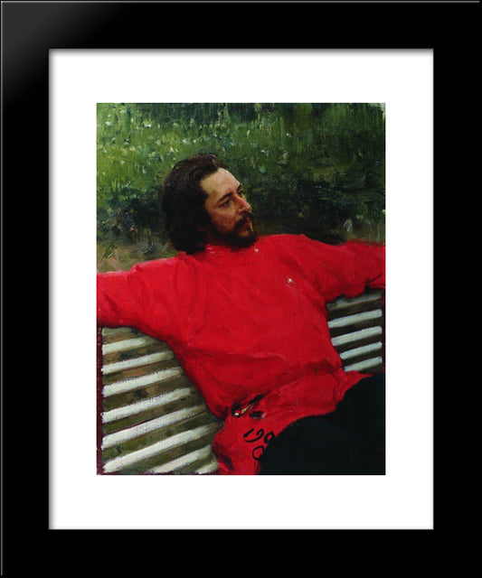 Portrait Of The Author Leonid Andreev 20x24 Black Modern Wood Framed Art Print Poster by Repin, Ilya