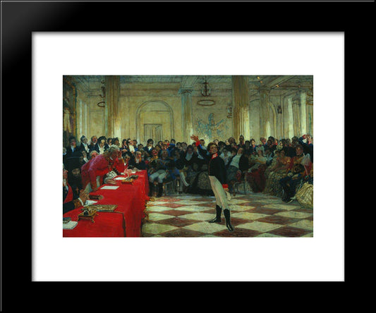 A. Pushkin On The Act In The Lyceum On Jan. 8, 1815 20x24 Black Modern Wood Framed Art Print Poster by Repin, Ilya