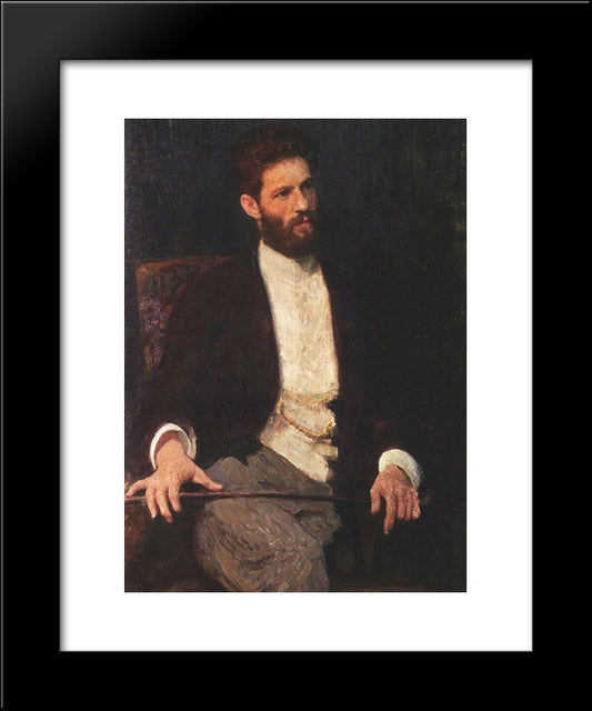 Portrait Of Sculptor Mark Matveevich Antokolski 20x24 Black Modern Wood Framed Art Print Poster by Repin, Ilya
