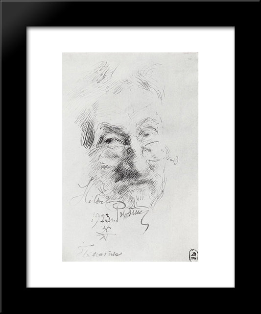 Self Portrait 20x24 Black Modern Wood Framed Art Print Poster by Repin, Ilya