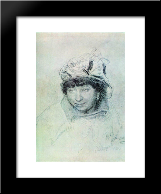 Portrait Of Vera Repina 20x24 Black Modern Wood Framed Art Print Poster by Repin, Ilya