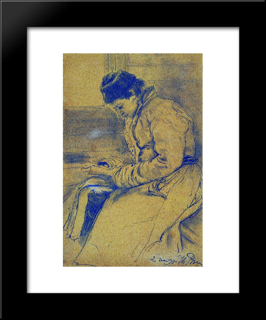 Portrait Of A Woman 20x24 Black Modern Wood Framed Art Print Poster by Repin, Ilya