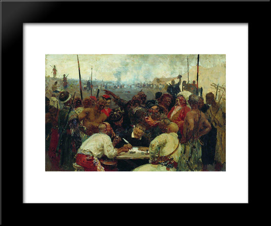 Zaporozhtsy 20x24 Black Modern Wood Framed Art Print Poster by Repin, Ilya