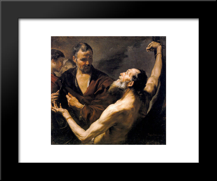 Martyrdom Of St. Bartholomew 20x24 Black Modern Wood Framed Art Print Poster by Ribera, Jusepe de