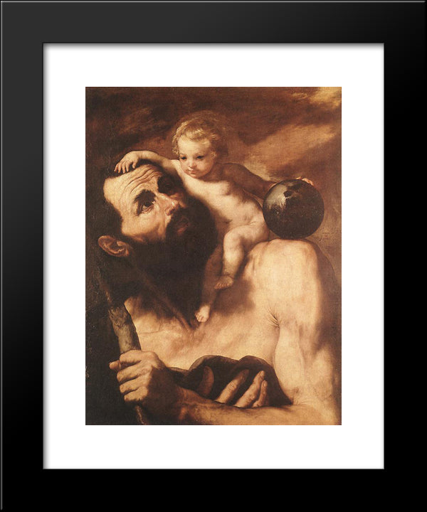 Saint ?Hristopher 20x24 Black Modern Wood Framed Art Print Poster by Ribera, Jusepe de