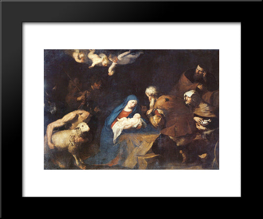 Adoration Of The Shepherds 20x24 Black Modern Wood Framed Art Print Poster by Ribera, Jusepe de