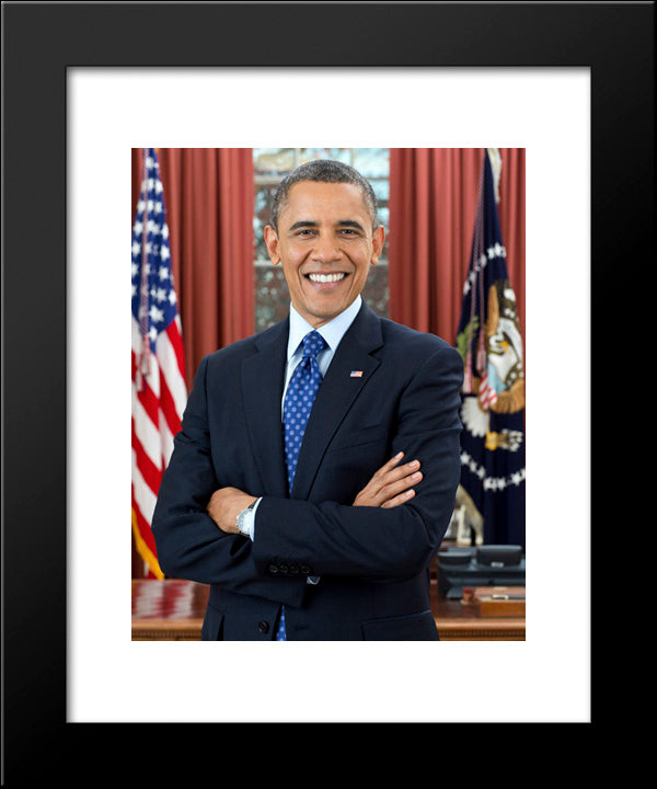 Official Portrait Of President Barack Obama In Oval Office 20x24 Black Modern Wood Framed Art Print Poster by Library of Congress