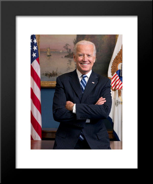 Official Portrait Of Vice President Joe Biden In His West Wing Office At The White House 20x24 Black Modern Wood Framed Art Print Poster by Library of Congress