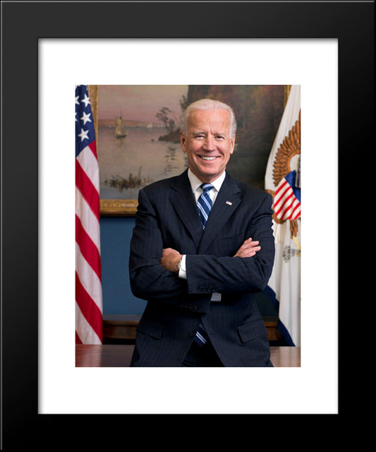 Official Portrait Of Vice President Joe Biden In His West Wing Office At The White House 20x24 Black Modern Wood Framed Art Print Poster by Library of Congress