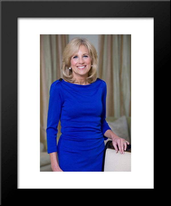 Official Portrait Of Jill Biden 20x24 Black Modern Wood Framed Art Print Poster by Library of Congress