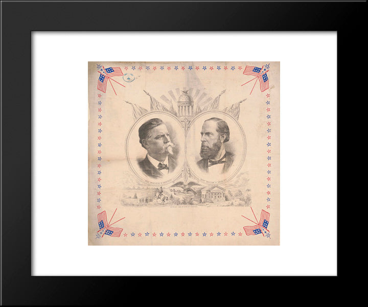Head-And-Shoulders Portraits Of Gen. Winfield Scott Hancock And Honr. William H. English In Ovals, Surrounded By Patriotic Motifs 20x24 Black Modern Wood Framed Art Print Poster by Library of Congress