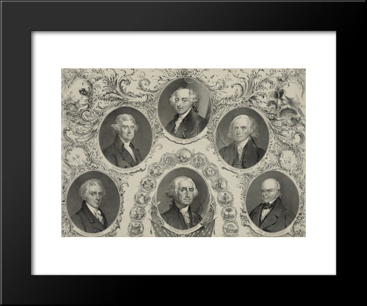 The Presidents Of The United States. Liberty And Union 20x24 Black Modern Wood Framed Art Print Poster by Library of Congress
