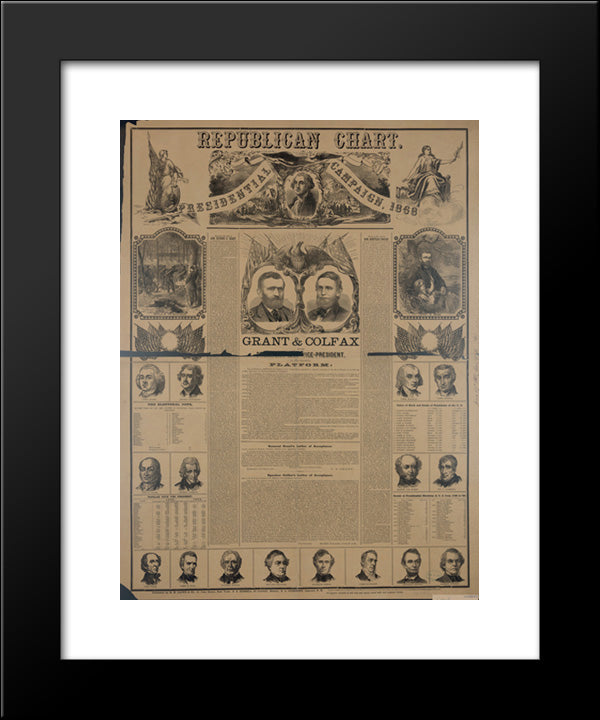 Republican Chart For The Presidential Campaign, 1868 20x24 Black Modern Wood Framed Art Print Poster by Library of Congress