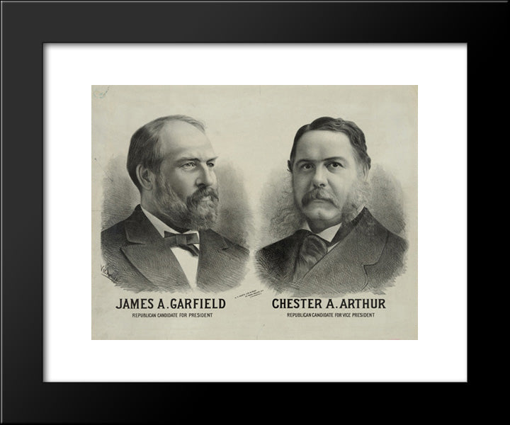 James A. Garfield Republican Candidate For President - Chester A. Arthur Republican Candidate For Vice President 20x24 Black Modern Wood Framed Art Print Poster by Library of Congress