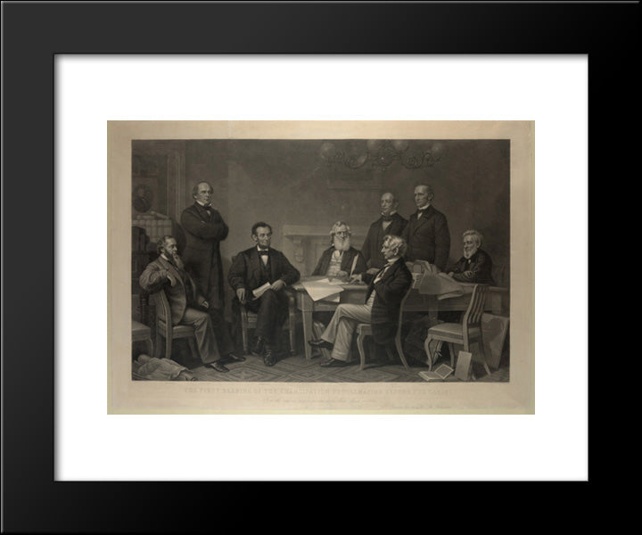 The First Reading Of The Emancipation Proclamation Before The Cabinet 20x24 Black Modern Wood Framed Art Print Poster by Library of Congress