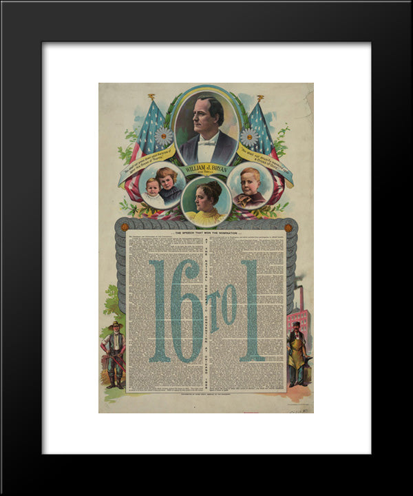 16 To 1 ... The Speech That Won The Nomination ... At The National Democtratic Convention At Chicago, 1896 20x24 Black Modern Wood Framed Art Print Poster by Library of Congress